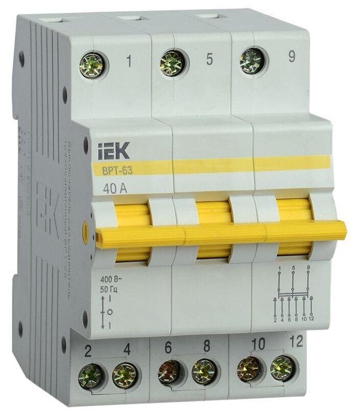 Выключатель-разъединитель трехпозиционный 3п ВРТ-63 40А, IEK MPR10-3-040 (4 шт.)