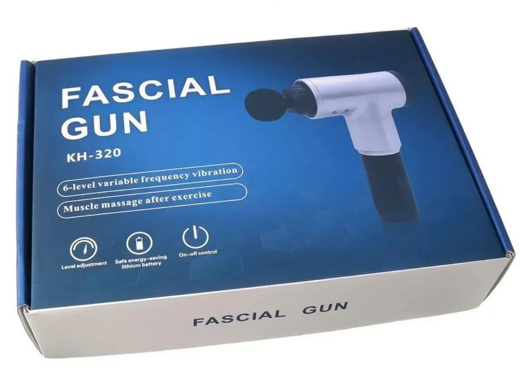 Мышечный массажный пистолет Fascial Gun KH-320 (Синий) - фотография № 8