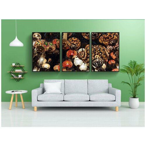 фото Набор модулных постеров для интерьера "лампы, арабский, свет" 60x90 см. в тубусе, без рамки lotsprints