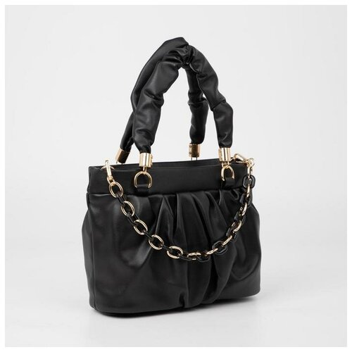 фото Сумка-тоут, отдел на молнии, длинный ремень, цвет чёрный mikimarket