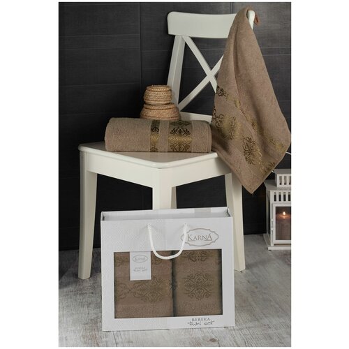 фото Karna полотенце rebeca цвет: кофейный br18881 (50х90 см,70х140 см)