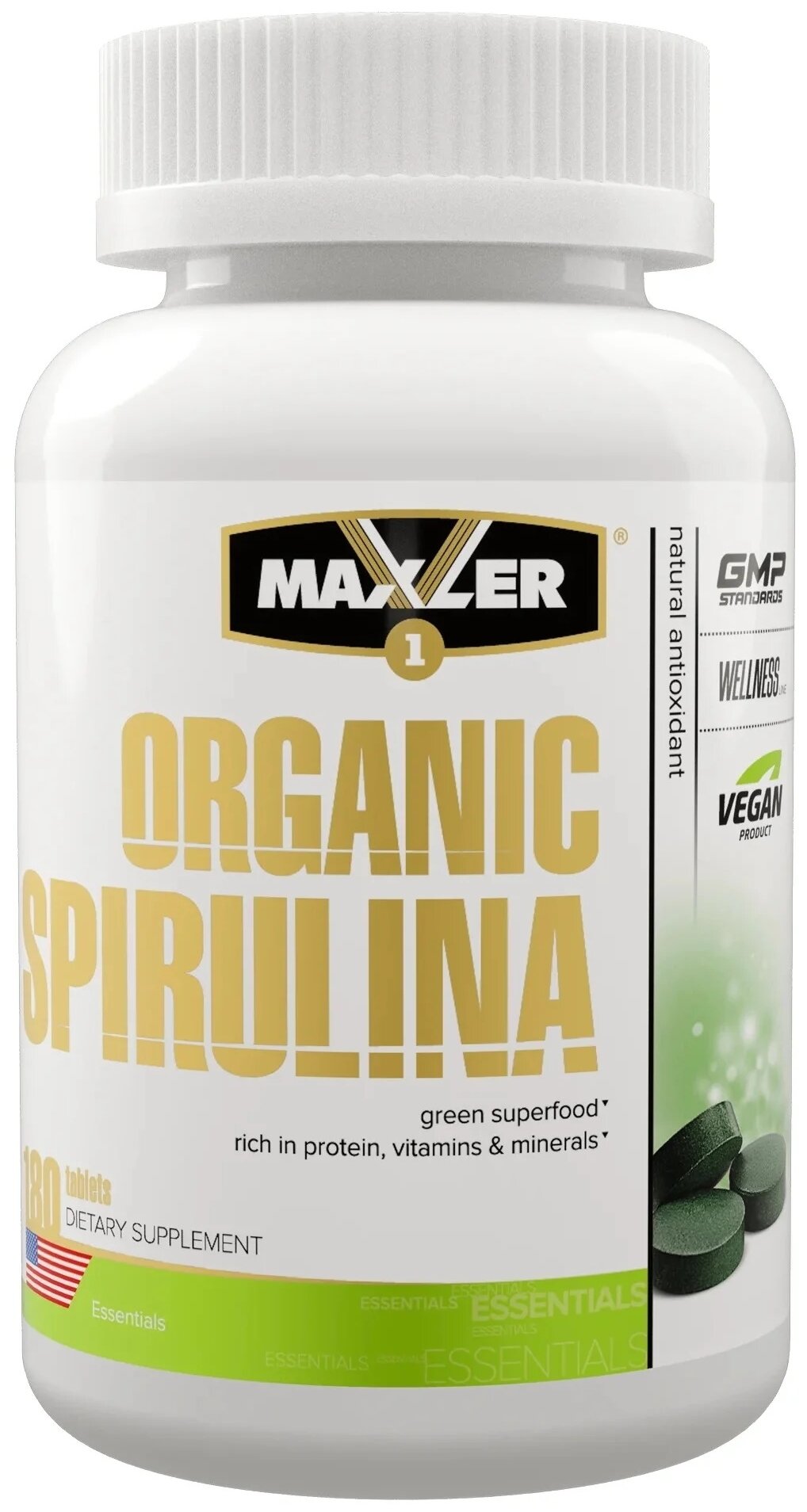 MAXLER Organic Spirulina таб., 135 г, 180 шт.