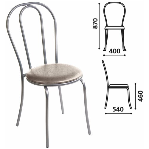 Стул для столовых, кафе, дома «Венский», серебристый каркас, кожзам серый глянец, СМ7/ 6 К-24