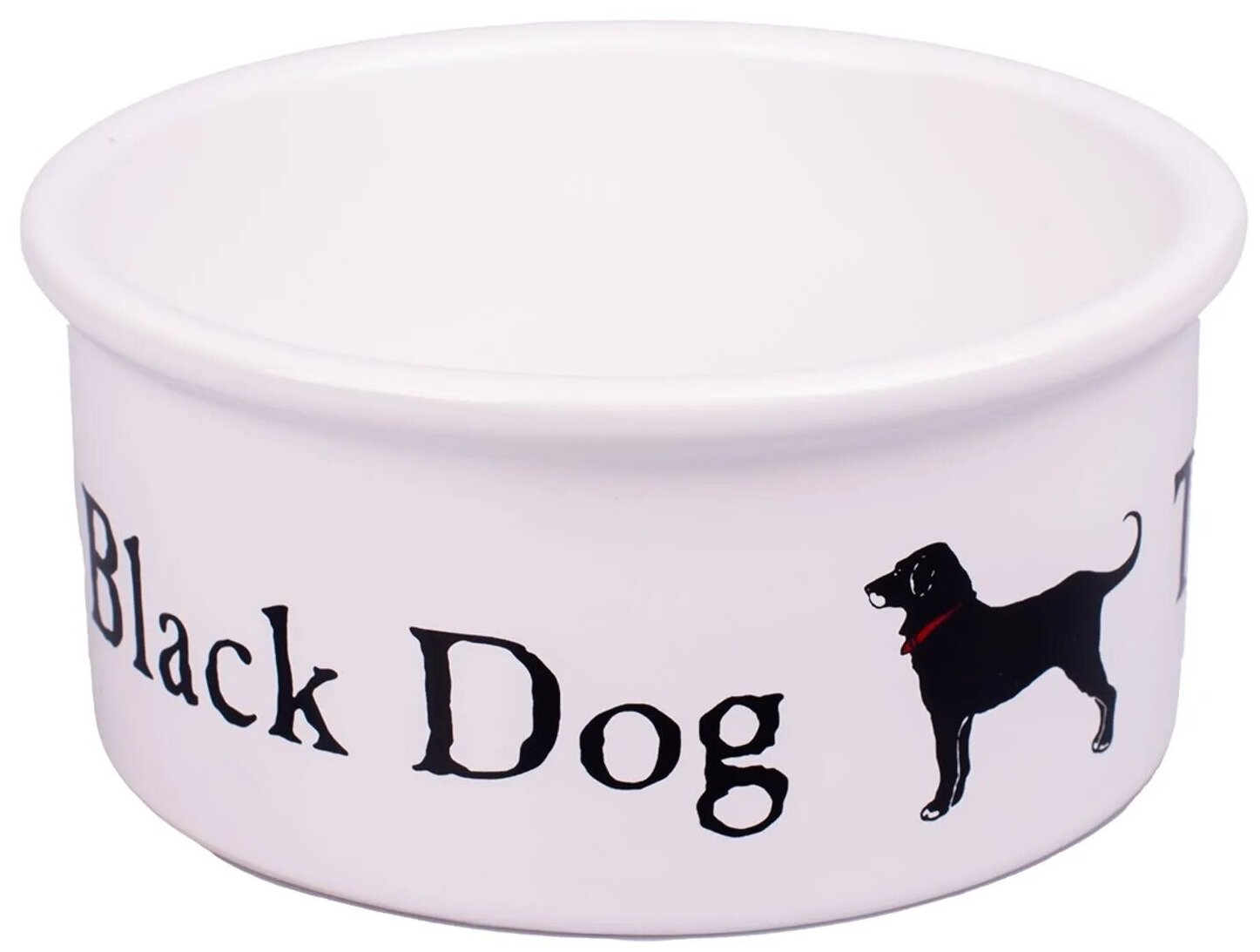 Миска керамическая КерамикАрт для собак 600мл, Black Dog белая - фотография № 4