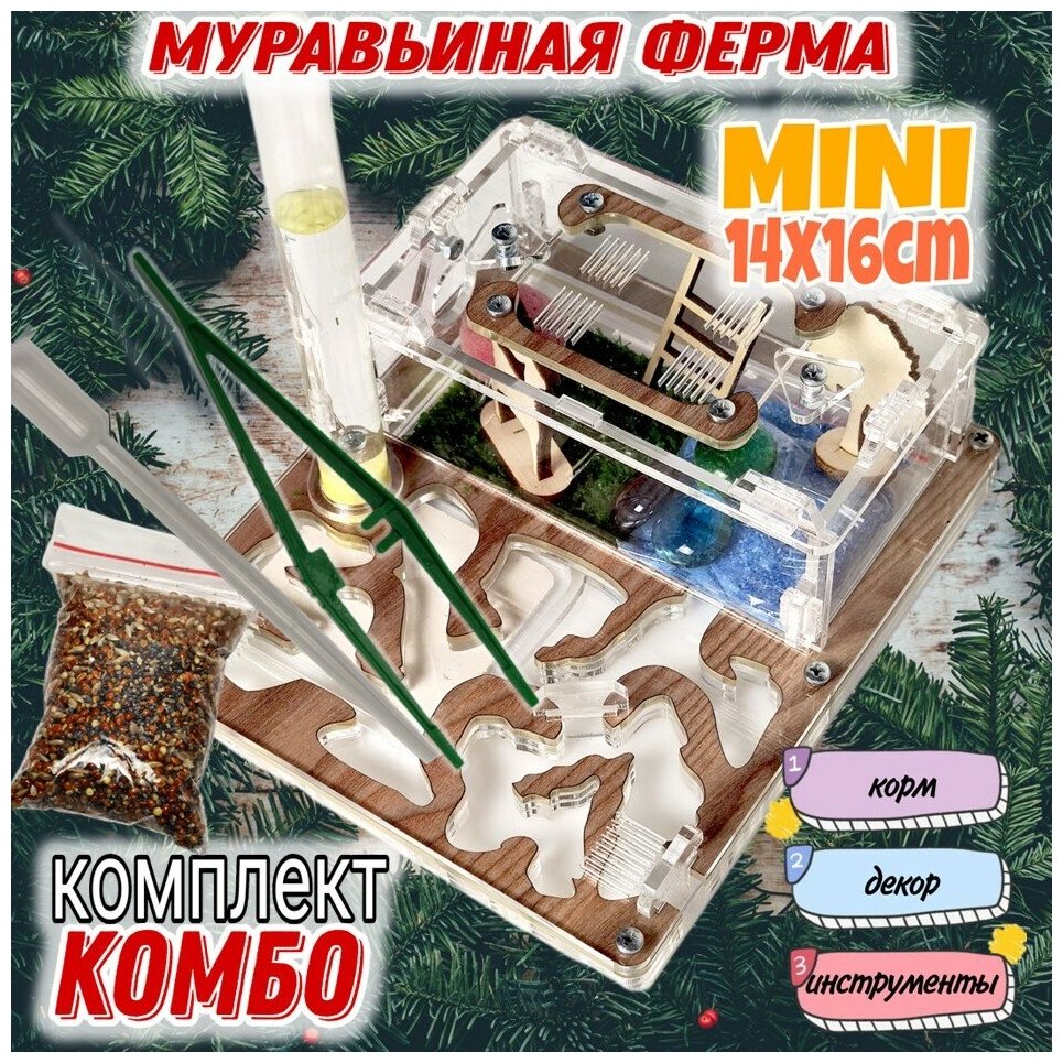 Муравьиная ферма MINI Комбо 16х14 Древесная - фотография № 1