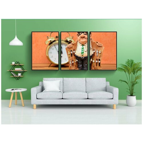 фото Набор модулных постеров для интерьера "часы трейдеров, скупщик, краденое" 60x90 см. в тубусе, без рамки lotsprints
