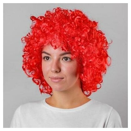Карнавальный парик, объёмный, цвет красный 331640 .