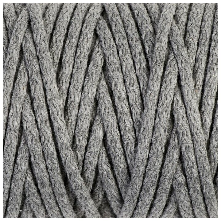 Шнур для вязания "Пухлый" 100% хлопок ширина 5мм 100м (св. серый)