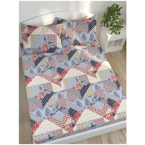 фото Простынь на резинке сказка "пэчворк" 180х200 см