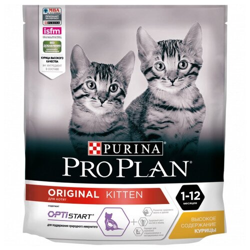 PRO PLAN KITTEN корм для котят от 1 до 12 месяцев, с курицей 400гр