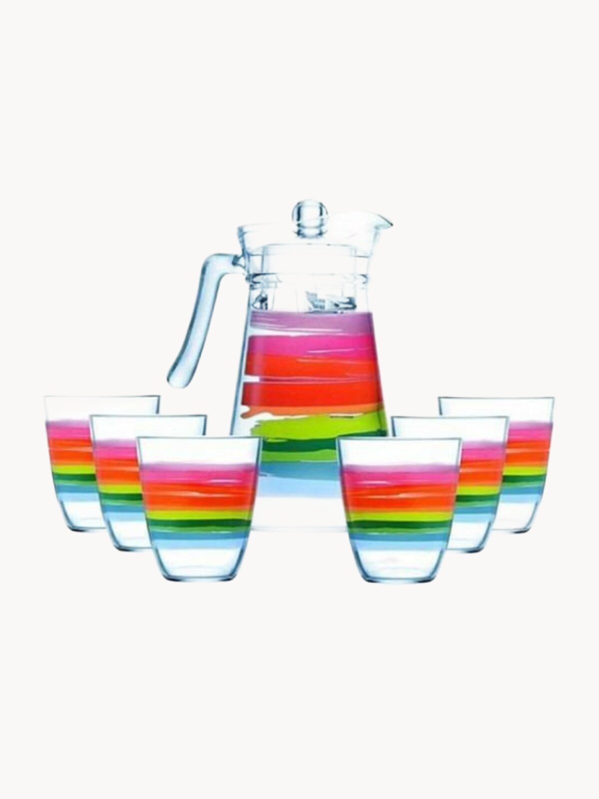 Набор для напитков "колор пенсил" Luminarc, 7 предметов: кувшин + 6 стаканов по 270 мл