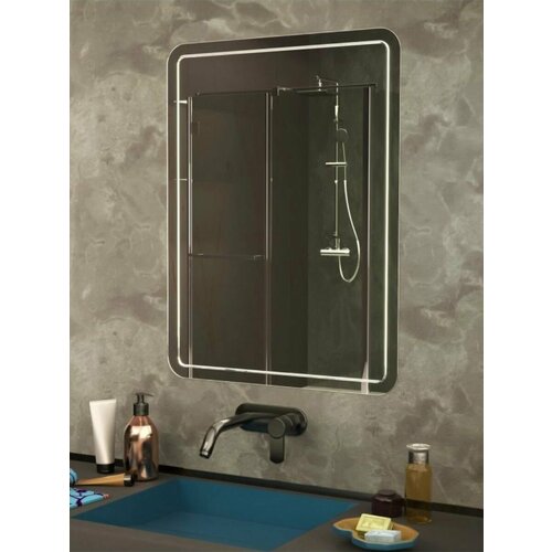 Зеркало в ванную комнату настенное интерьерное с гравировкой без подсветки прямоугольное 45х75 см 3220₽