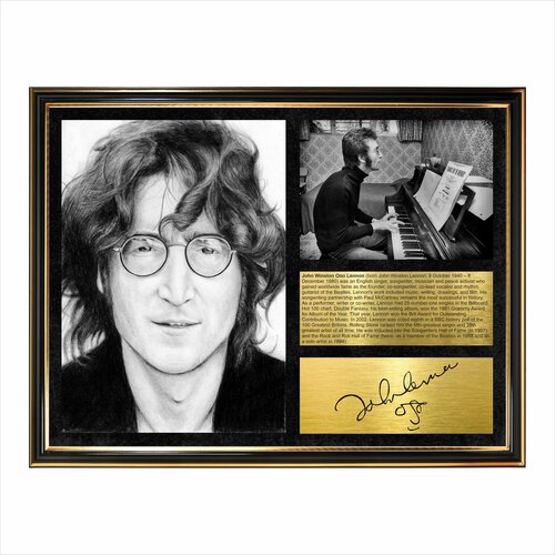 John Lennon The Beatles автограф в рамке 33х43см