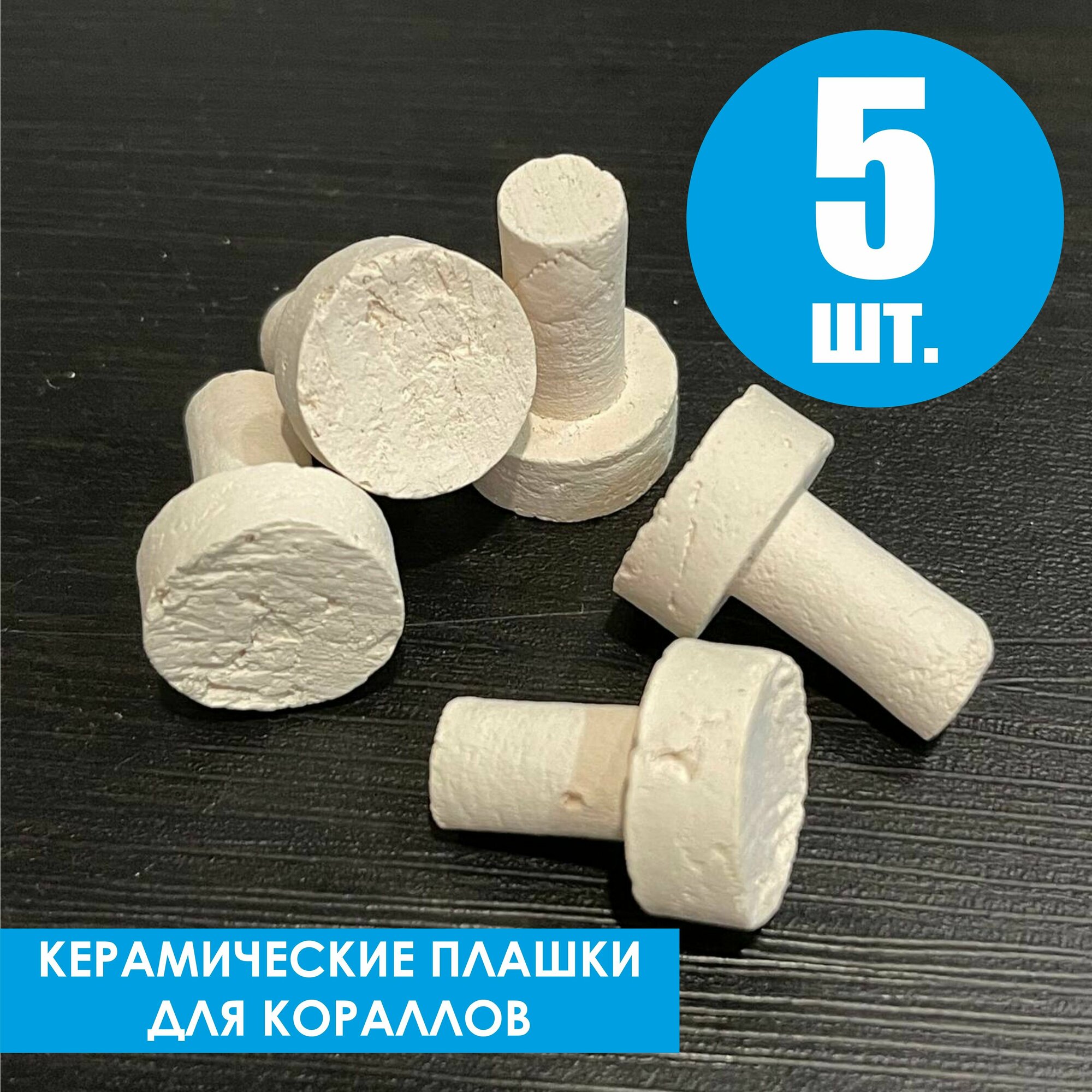 Керамические плашки для фрагования кораллов 2,5х2 см. 5 шт. Морской аквариум.