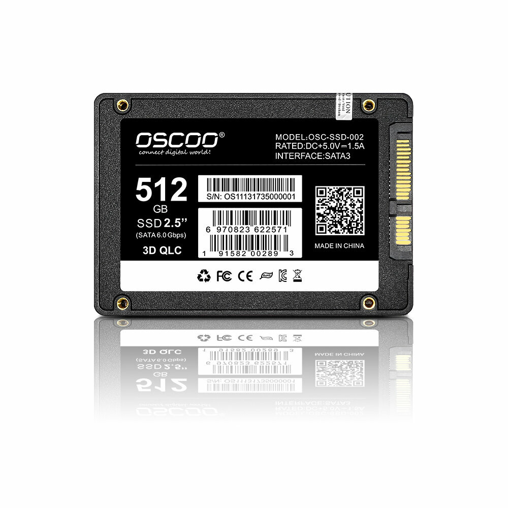 Внутренний SSD диск OSCOO 2.5 SATAIII 6Gb/s, 512GB (OSC-SSD-002) черный