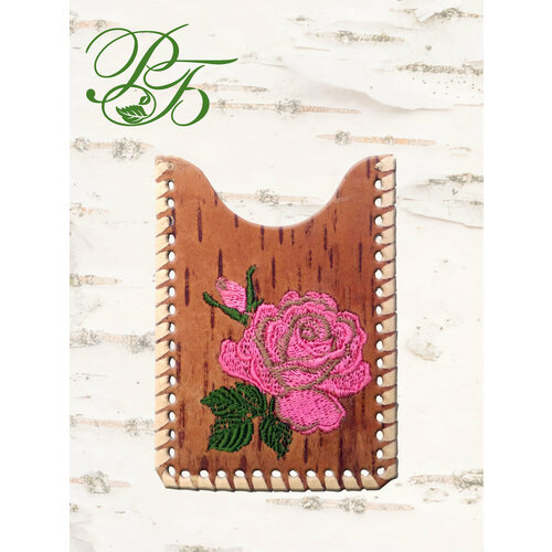 Обложка-карман для проездного билета Русская береста, синий, белый