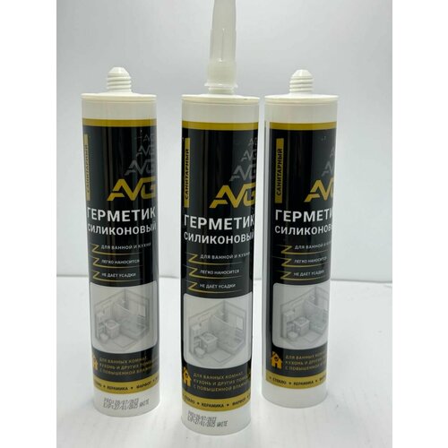 Герметик силиконовый AVG санитарный белый 280мл 12шт 3290₽