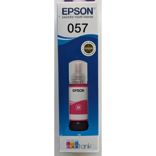 чернила для epson ecotank l8050 l18050 l8058 l18058 совм 108 056 057 водные keylock inkstar комплект 6 цветов по 70 мл ink e 056 set Контейнер с чернилами Epson №057 оригинальный, цвет пурпурный, 70 мл, для L8050, L18050