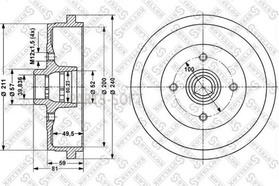 STELLOX 60254709SX 6025-4709-SX_барабан тормозной!\ VW Golf 1.4-1.9TDi 91-97