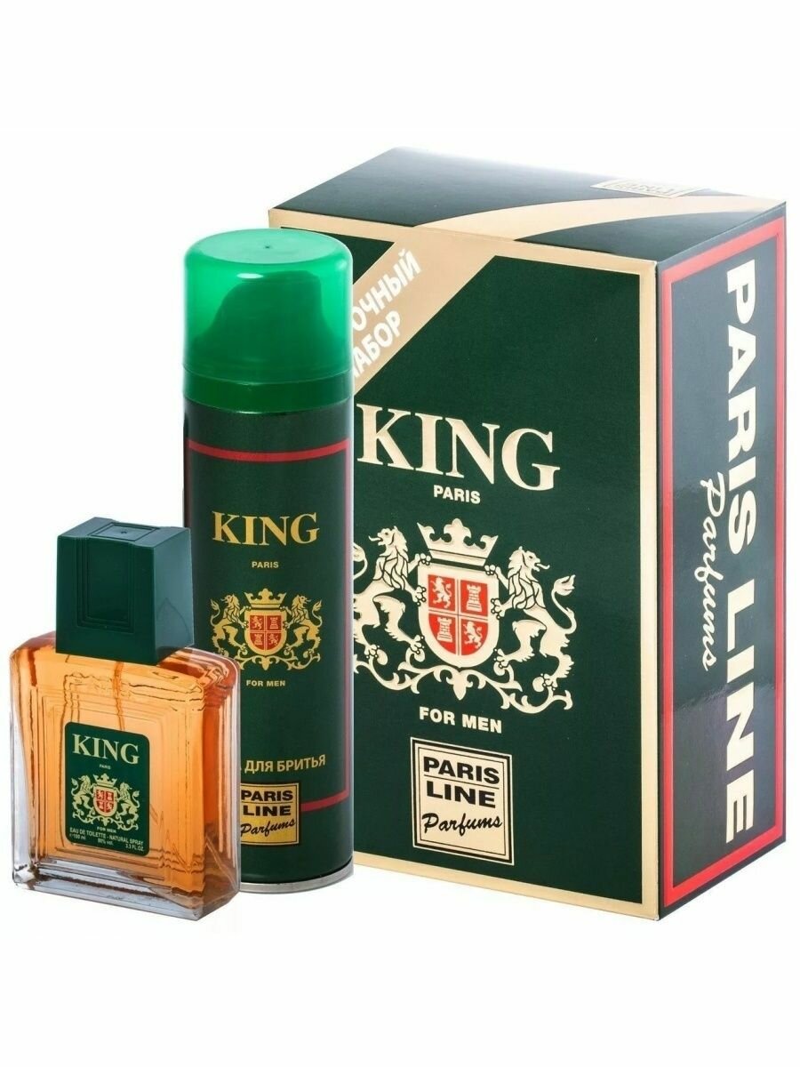 Paris Line Parfums King / Париж Лайн Парфюм Кинг Набор Туалетная вода 100 мл + пена для бритья 200 мл