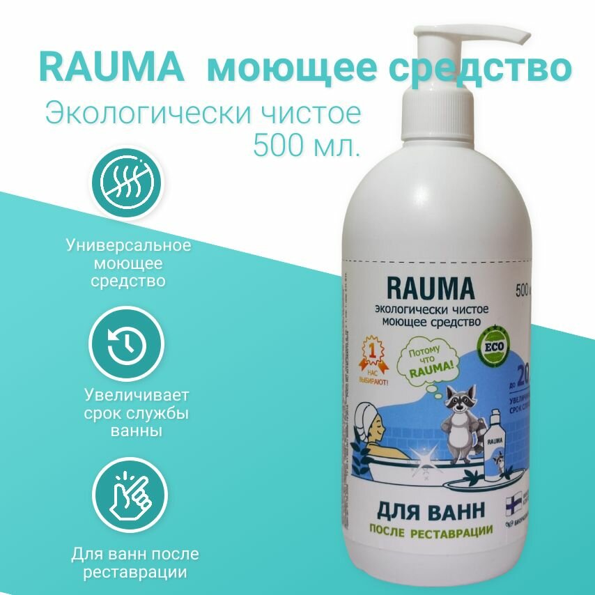 фото Моющее средство для ванн после реставрации RAUMA для сантехники, смесителей, 500 мл.