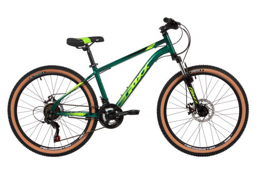 Подростковый велосипед Foxx 24" Caiman зеленый, размер 12" 24SHD. Caiman.12GN4