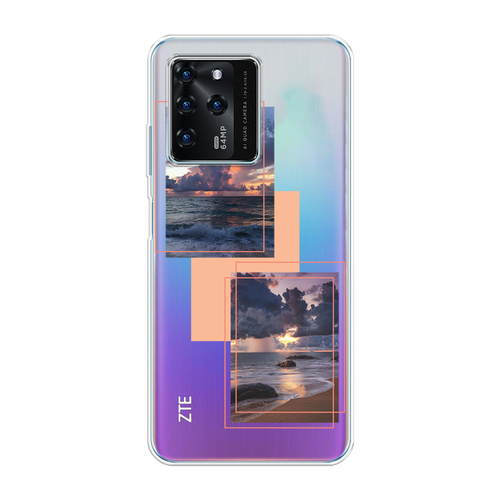 Силиконовый чехол на ZTE Blade V30 / ЗТЕ Блэйд V30 Sky collage, прозрачный гидрогелевая противоударная защитная пленка для zte blade v30 зте блэйд v30