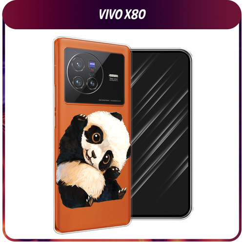 Силиконовый чехол на Vivo X80 / Виво Х80 Большеглазая панда, прозрачный силиконовый чехол на vivo x80 виво х80 любопытный кот прозрачный
