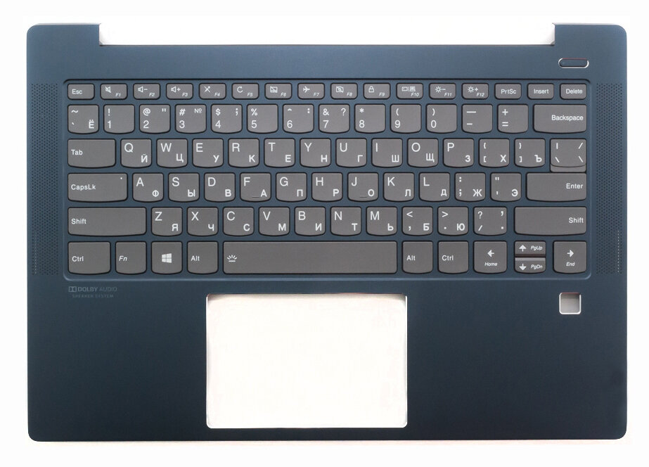 Клавиатура для ноутбука Lenovo IdeaPad S540-14IML русская, серая с синим топкейсом, с подсветкой