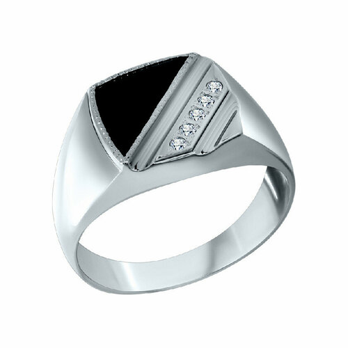 Кольцо Ив.Ю.Ко, серебро, 925 проба, родирование, фианит, размер 21, золотой