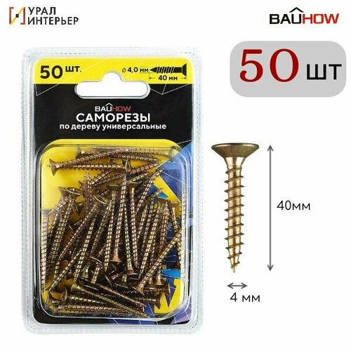 Саморез 4,0x40 универсальный по дереву BAUHOW, 50шт в блистере