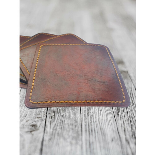 Подстаканник от Hippopo из натуральной кожи 10 х 10 см, ручная работа. 1 шт.