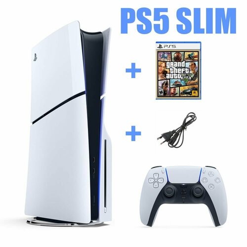 Игровая консоль PlayStation 5 Slim 1ТБ CFI-2000A PS5 PS5 SLIM ПС5 диск GTA 5 с дисководом белая 5969000₽