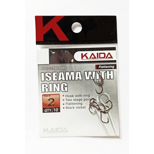 крючок mottomo iseama w ring 069 nickel black 12 10 шт Крючки одинарные Kaida ISEAMA размер 2