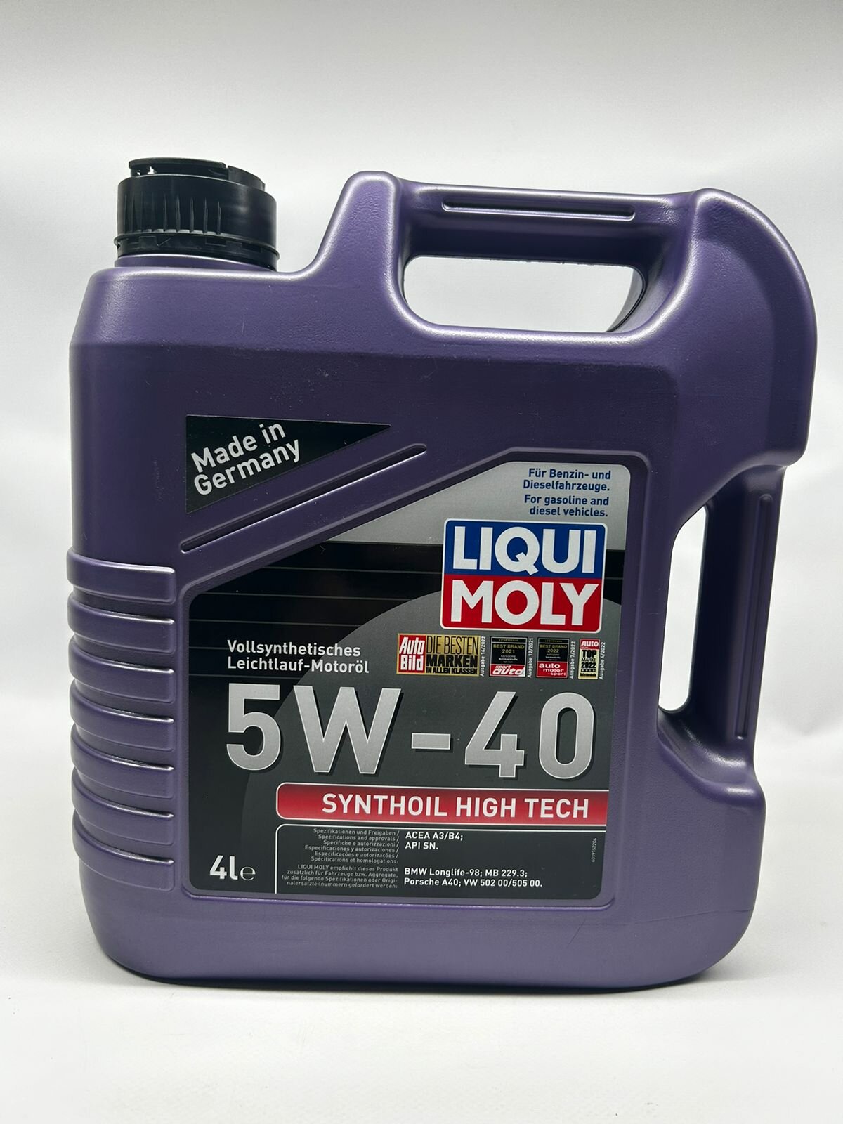 Моторное масло LIQUI MOLY Synthoil High Tech 5W40, синтетическое, объем 4 литра