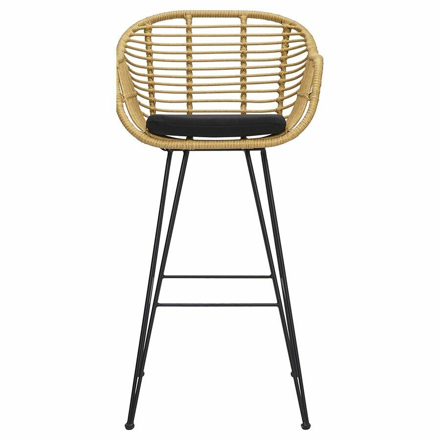 фото Стул садовый Vetle Round кресло для сада с металлическим основанием и мягкой подушкой для дома и улицы, ротанг