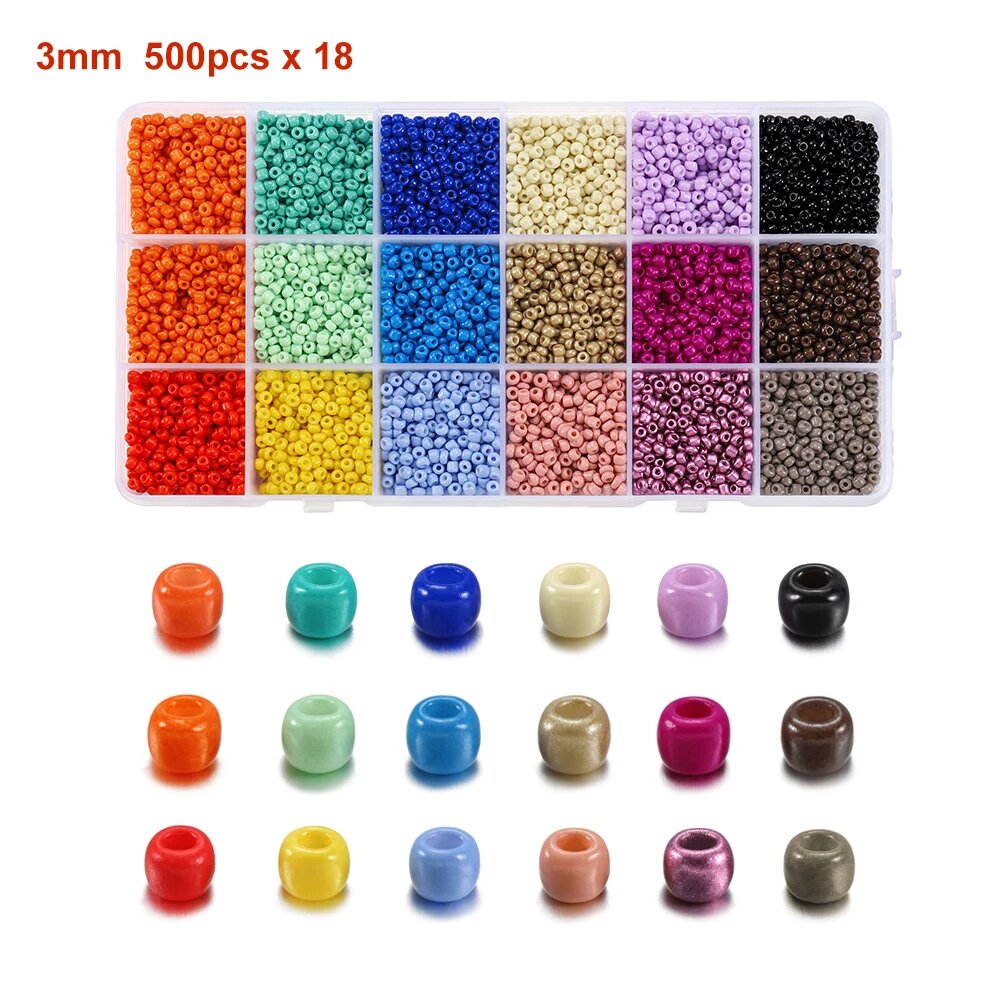 Разноцветные стеклянные бусины, 2/3 мм, 1-10 шт, set 12