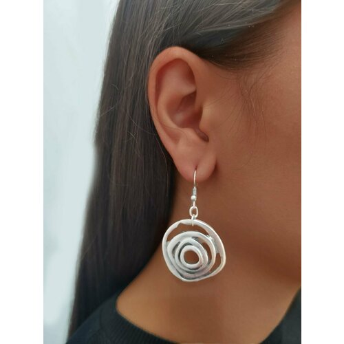 Серьги двусторонние, размер 30 мм, серебристый