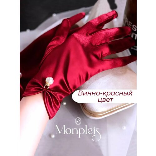 фото Перчатки monpleis вечерняя для женщин, размер onesize (6-8), бордовый