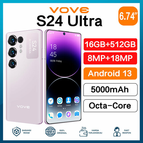 Смартфон Vove Galaxy S24 Ultra 16512 ГБ Фиолетовый 11730₽