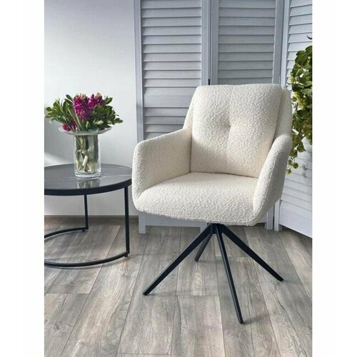 Стул MEADOW 360 град. поворот. Белый XD841-01, букле / черный каркас