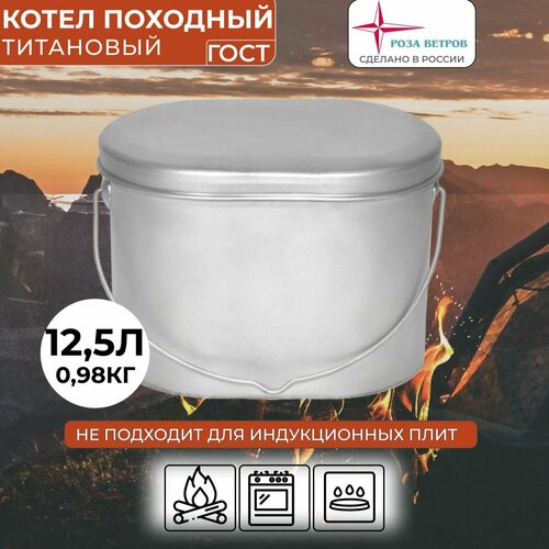 Котелок походный туристический 12,5 л титан Роза ветров