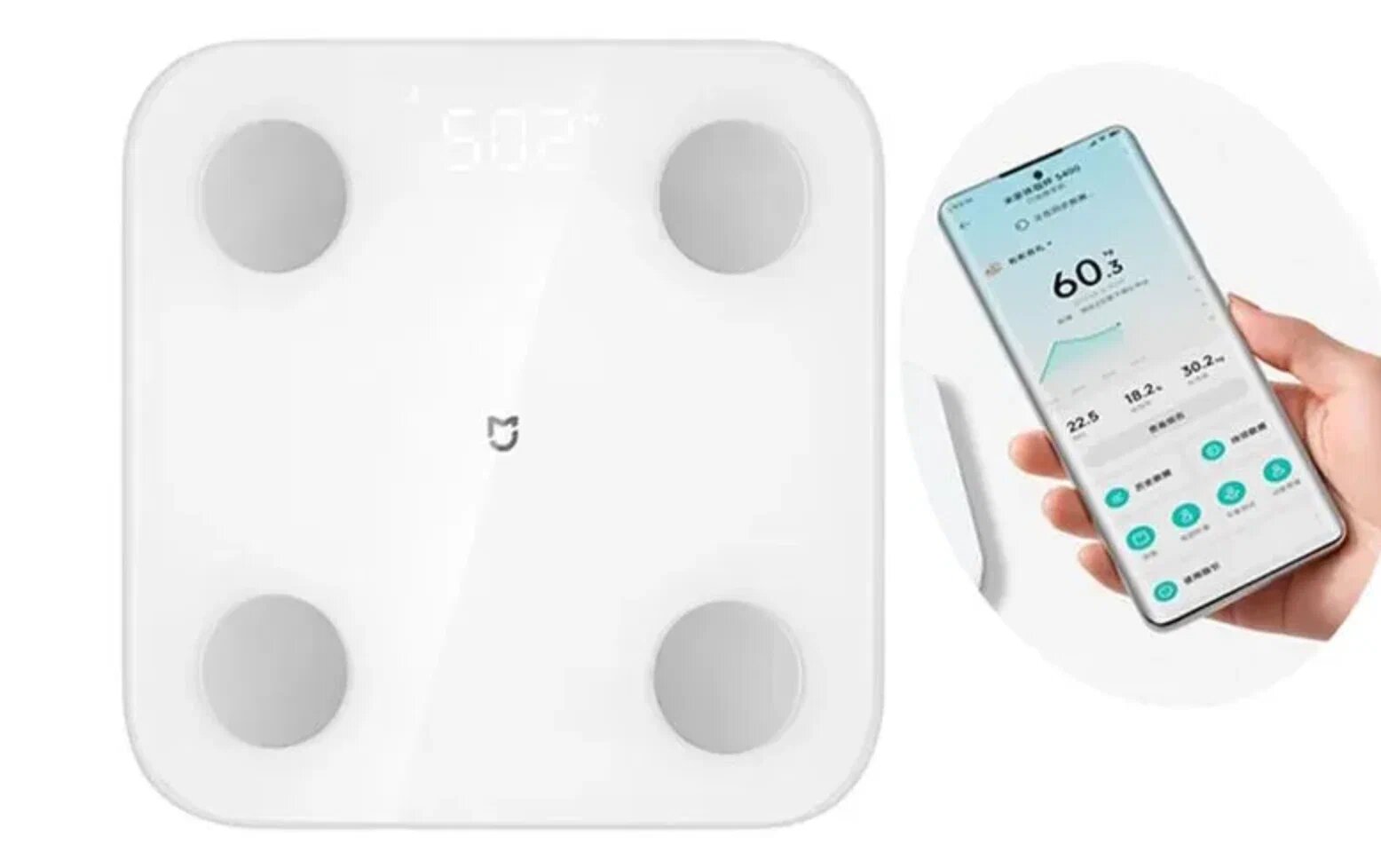 Умные весы Mijia Body Fat Scale S400 White (MJTZC01YM), Китайский регион приложения, закаленное стекло, белые — фото 1