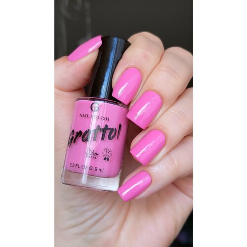 фото Grattol lovely pink - классический розовый лак для ногтей, сушка без лампы, халяль, 9 мл