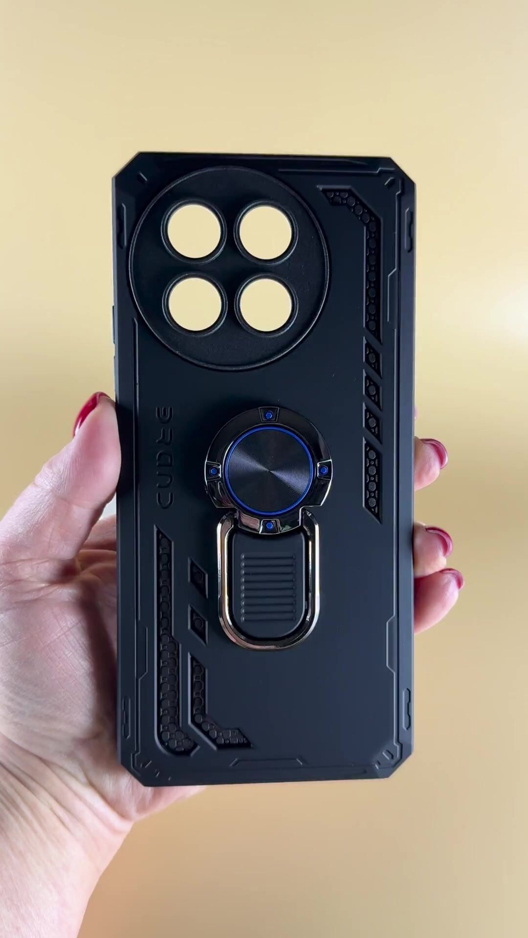 Чехол противоударный на Tecno Spark 30 Pro / Чехол на Техно Спарк 30 Про с защитой камеры, ударопрочный, усиленный с кольцом, черный — фото 1