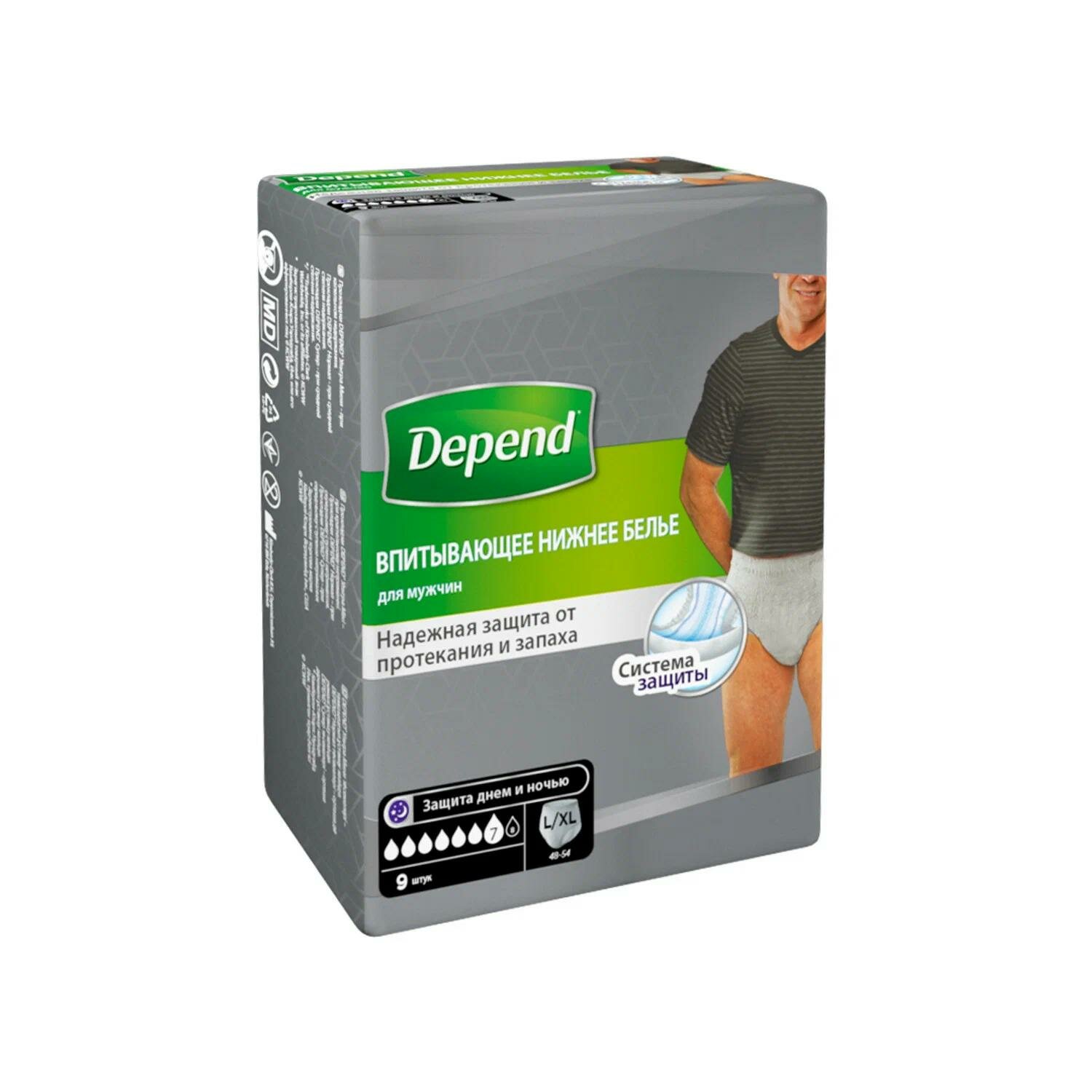 Впитывающее нижнее белье DEPEND Мужское, размер L-XL, Нормал, 9 шт