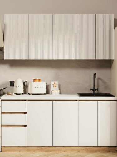 Изображение товара Кухонный гарнитур 1,8м Ника МДФ белый софт без столешницы