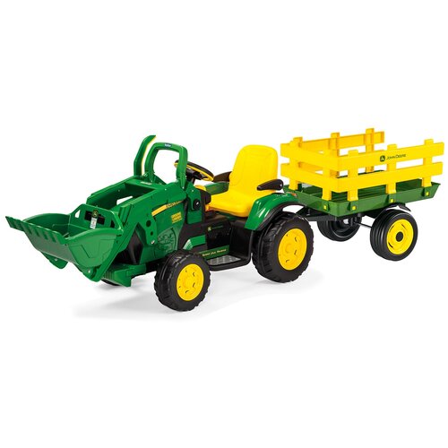 peg perego автомобиль john deere ground force зеленый желтый Peg-Perego Автомобиль John Deere Ground Loader с прицепом, зеленый/желтый