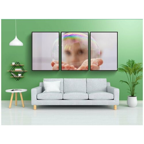 фото Набор модулных постеров для интерьера "пузырь, мыло, мыльные пузыри" 60x90 см. в тубусе, без рамки lotsprints