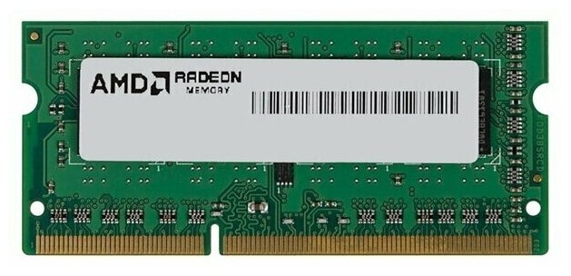 Модуль памяти AMD R538G1601S2S-U, объем 1 х 8Gb, форм-фактор SO-DIMM 204-pin, тип памяти DDR3, рабочая частота 1600MHz, тайминги 11-11-11-28, unbuffered